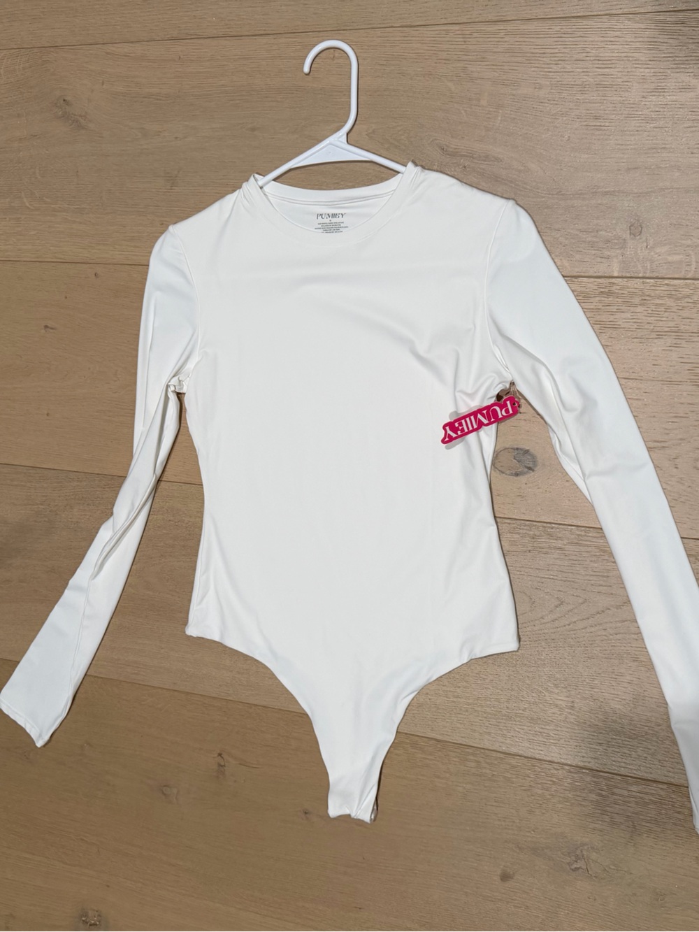 Pumiey Long-Sleeve White Bodysuit